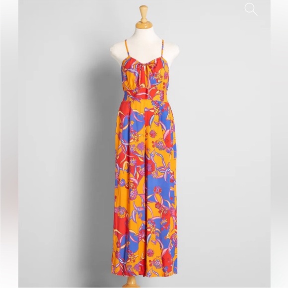 Modcloth For the Love of Festival Season Jumpsuit Floral Size 12 - Picture 1 of 4